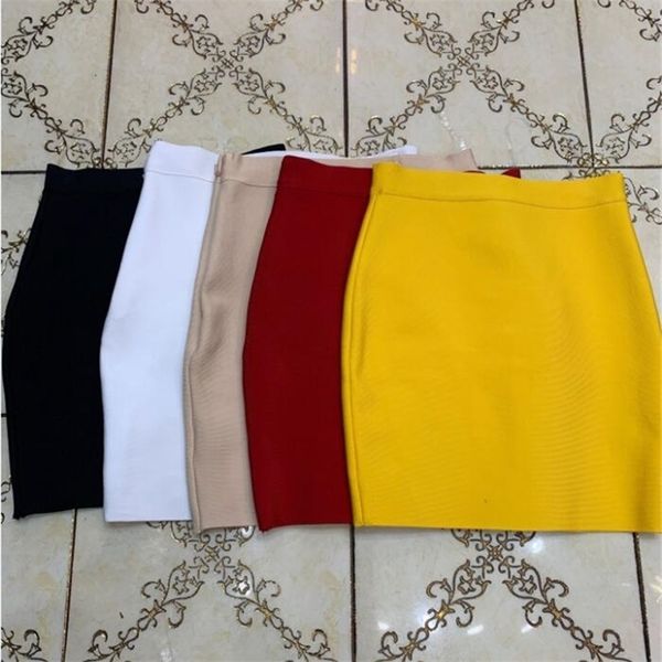 

wholesale candy color women bodycon mini bandage skirt designer fashion black pencil skirt faldas 43cm 210315
