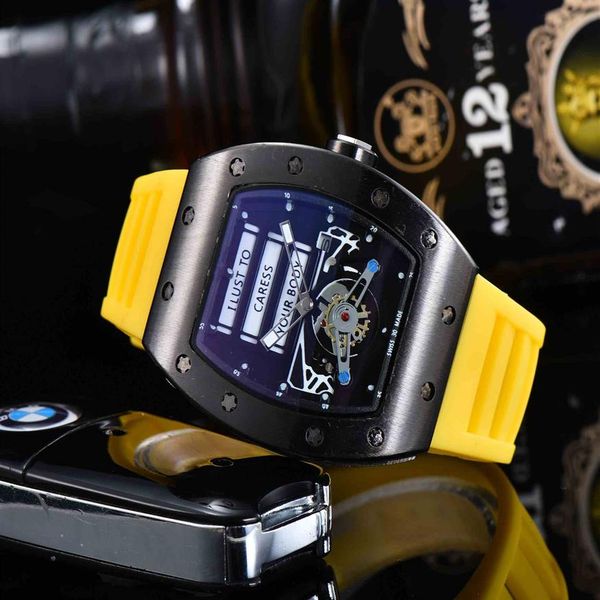 

2020 men watch luxury watch black colored silicone strap fashion designer watch sport quartz analog clock relogio masculi3062, Slivery;brown