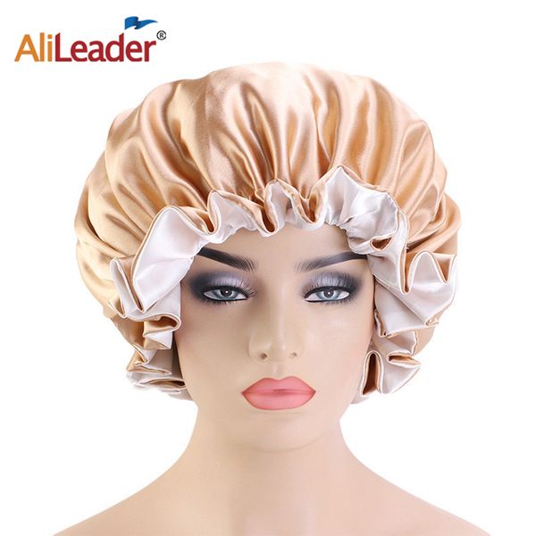 

accessories reversible satin hair cap for sleeping hat night sleep cap for woman night sleep hair cap bonnet en satin de nuit pour, Silver