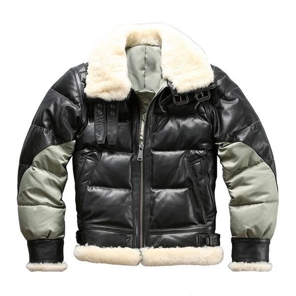 

ab3 read description asian size super cold resisting mens genuine goat down jacket very warm sheep skin winter leather coat 201128, Black