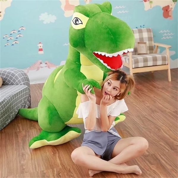 60 centimetri / 90 centimetri Cartoon Dinosaur giocattoli di peluche Hobby enorme Tyrannosaurus Rex bambole di peluche giocattoli di peluche per bambini Ragazzi giocattoli classici LJ201126