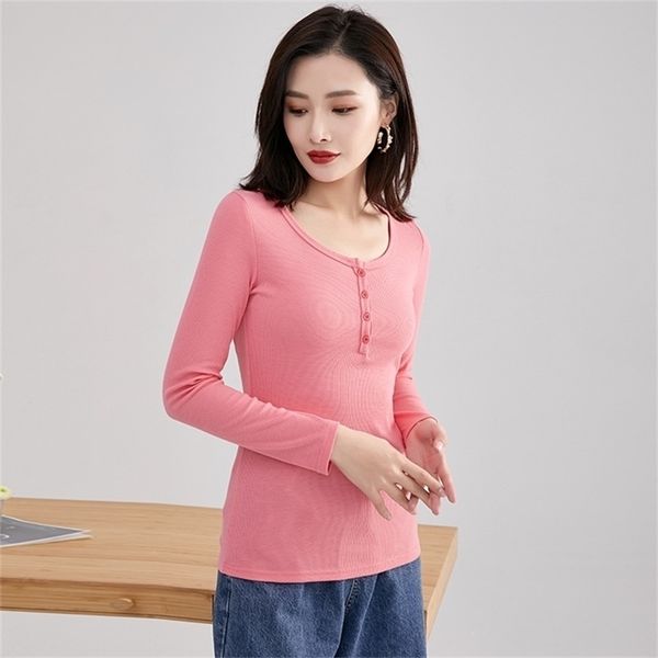 

new autumn winter women cotton long sleeve tshirts fashion ladies slim tshirts 210317, White