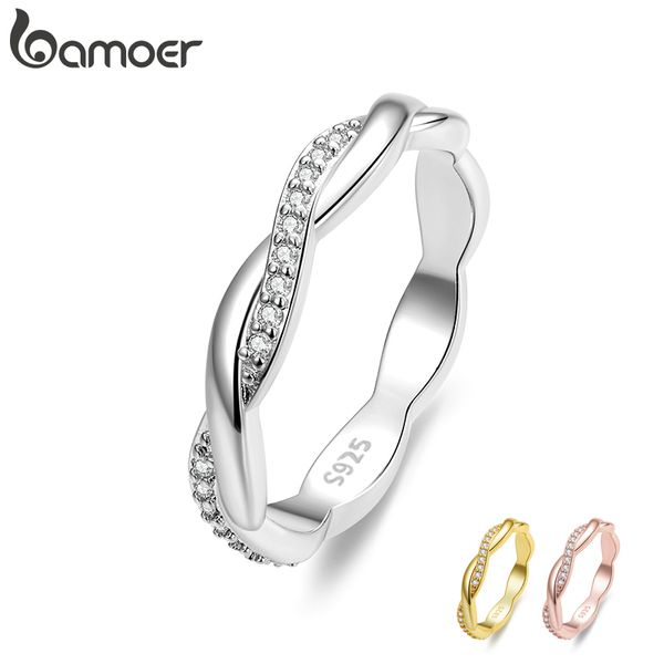 

925 sterling silver simple twisted ring size for 6 7 8 women 14k gold plated band 3 colors fine jewelry 220716, Slivery;golden