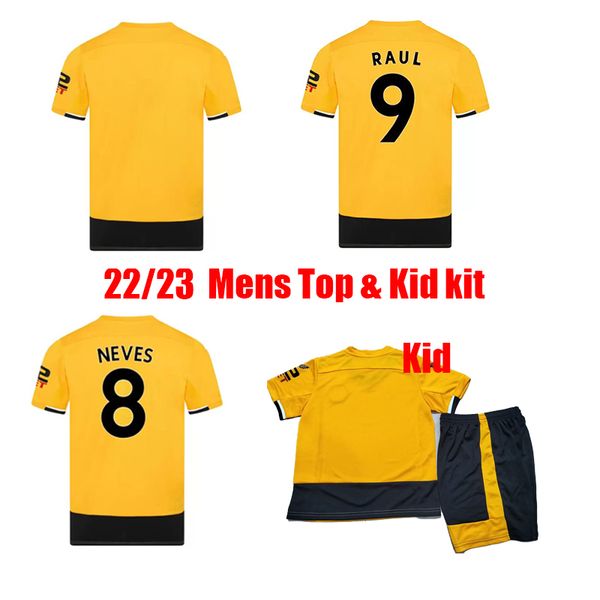 

2022 2023 raul neto soccer jerseys kilman semedo neves 22 23 wanderers home away third j.otto podence gibbs white football shirts mens & kid, Black;yellow
