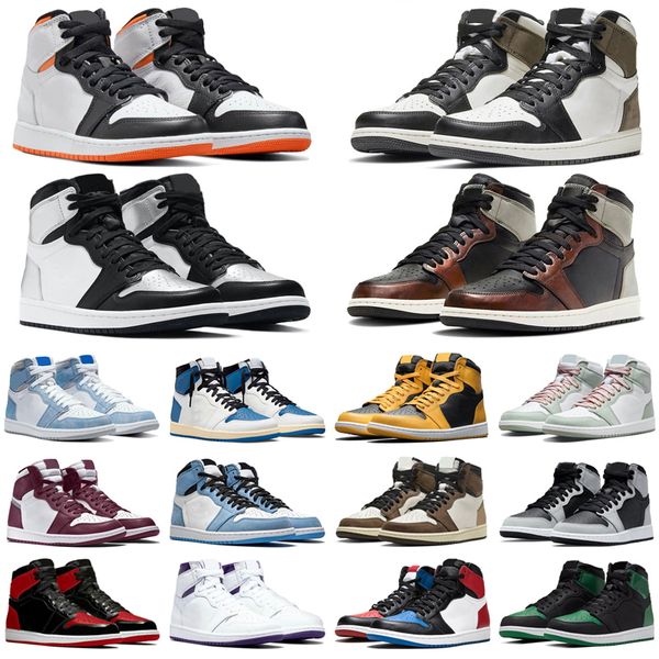 

bordeaux 1s high og basketball shoes men women jumpman 1 military blue prototype hyper royal pollen dark mocha mens trainers sport, Black