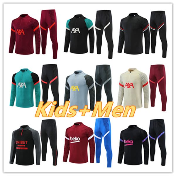 

soccer tracksuit jacket 2022 long sleeves survetement sets hommes sportswear training suits kids football kits, Black