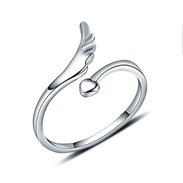 

silver single wing open band rings women's korean angel wings heart jewelry