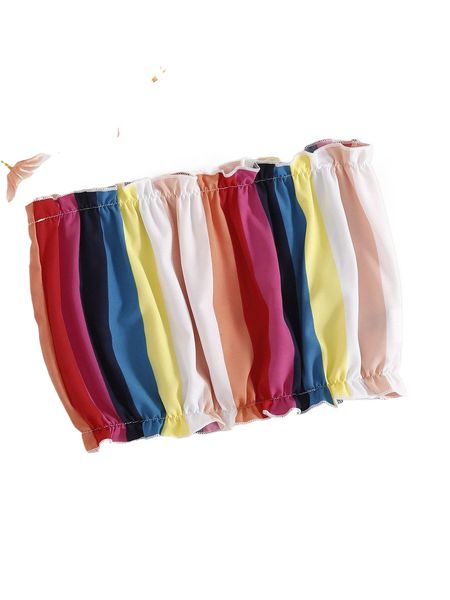 

color block frilled tube p7pk#, White