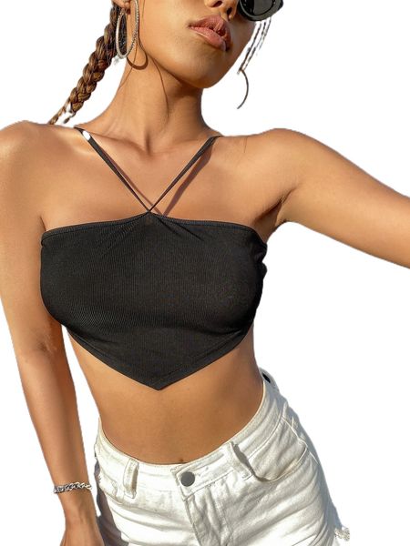 

halterneck bandana crop s9dv#, White