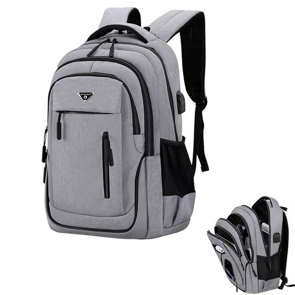

big capacity men backpack lap156 oxford gray solid high school bags teen college student back pack multifunctional bagpack 220252w