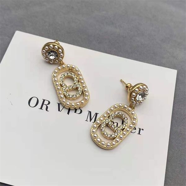 

jewelry 50% off letter diamond pearl simple windnet red same earrings, Golden