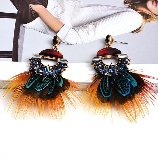 

arrival luxury crystal drop earrings vintage handmade feather earring jewelry wholesale accessories for women 220718, Silver