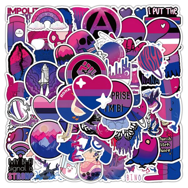 

62pcs bisexual pride stickers graffiti kids toy skateboard car motorcycle bicycle sticker decals wholesale