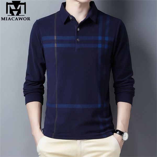 

miacawor autumn winter warm polo shirts men thick long sleeve tee shirt homme slim fit camisa polo men clothing t970 220402, White;black