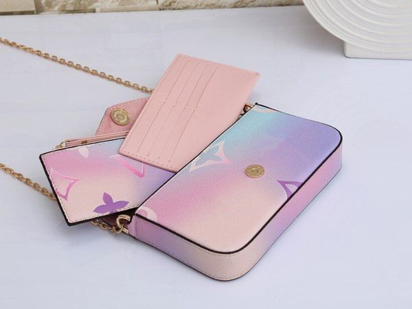 

designer bag monogrames hh 3pcs set luxurys designers bags fashion purse woman pochette felicie chain crossbody shoulder bag tie dye