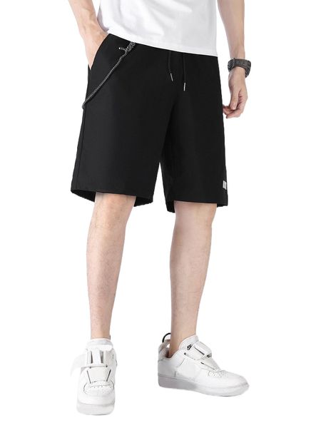 

men letter patched detail drawstring waist shorts u5yb#, White;black