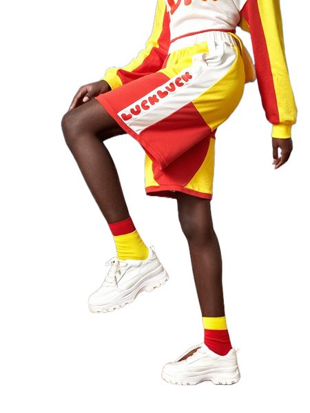 

x friederike hantel color block letter graphic track shorts r8qn#, White;black