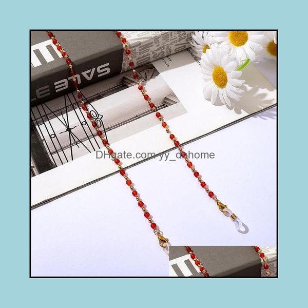 Eyeglasses Correntes acess￳rios ￳culos Acess￳rios da moda colorf shiestone beads copos ￓculos de sol Cord￣o de cinta para mulheres ￓculos de vidro de luxo