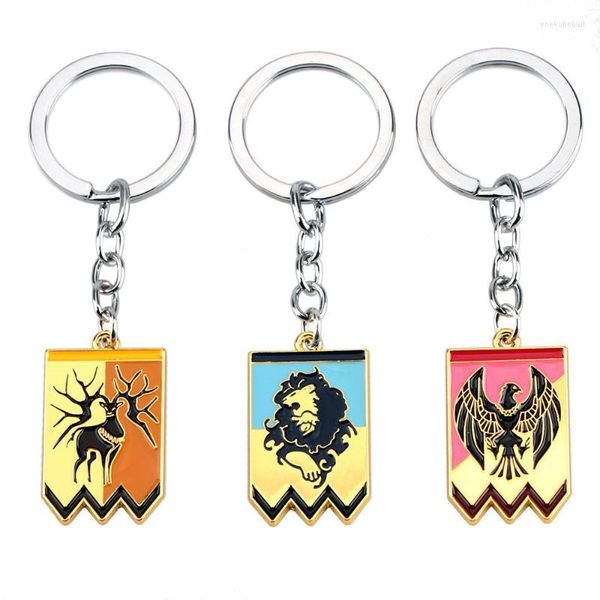 Chaves de chaves de pingente de esmalte do emblema vintage emblema para homens mulheres moda leão águia cervo metal key ring os fãs coletam jóias enek2