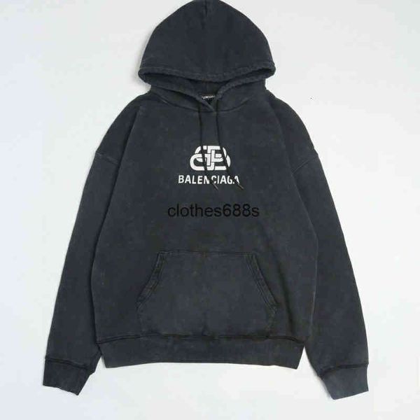 

designer hoodies bbalencaigas'ss men's sweaters original version washed and made old better silver hoodie wo lovers paris home, Black