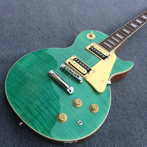 

delivery, electric guitar, tiger flame maple green electric guitar rosewood fingerboard