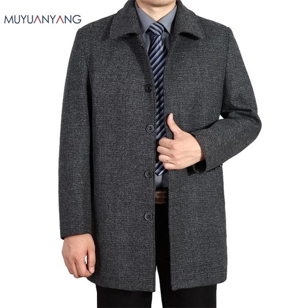 

mu yuan yang wool coat for men casual woolen coats male clothing men's jackets single breasted overcoat 5xl 6xl 7xl plus size 201128, Black