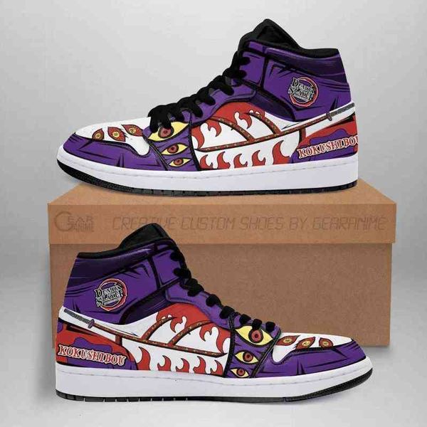 

kokushibou sneakers costume demon slayer anime shoes, Black