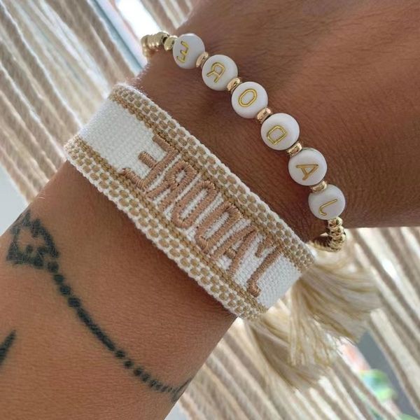 

d home bracelet bohemian woven ribbon tassel letter thousands, Golden;silver