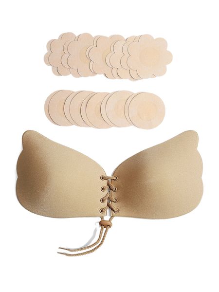 

1pack lace-up adhesive breast tape & 10pairs nipple cover r8ut#, Black;red
