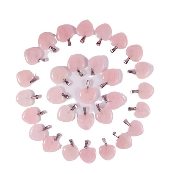

bulk wholesale crystal pink quartz stone heart crystal pendant healing anxiety energy gem 20mm