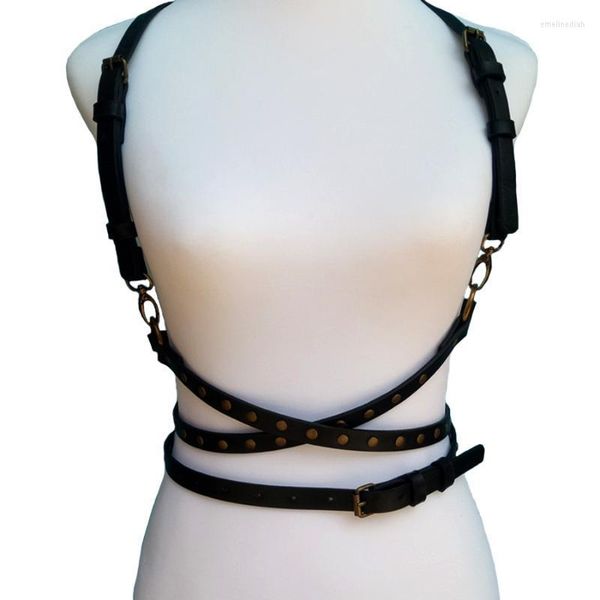 Cinture Moda Pelle Corsetto sottile regolabile Imbracatura per il corpo Punk Gotico Bondage Cage Spalla Avvolta Cintura in vita Suclpting Cinture da donna Emel22