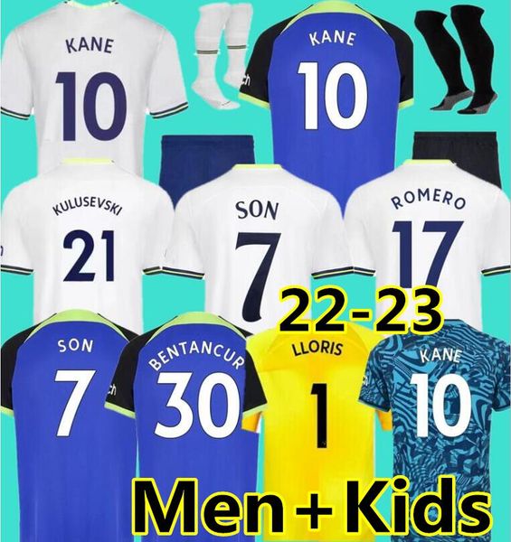 

spurs 22 23 kane son kulusevski perisic soccer jerseys tottenham hojbjerg 2022 2023 lucas llors third football kit shirt bryan bergwijn men, Black;yellow