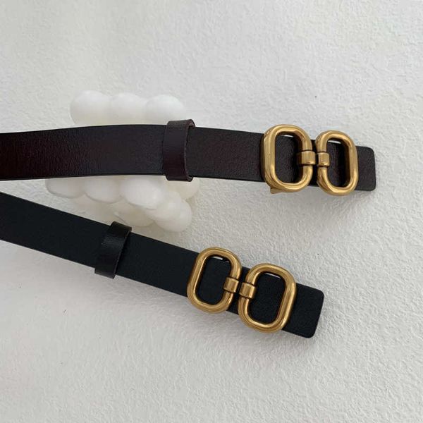 

women's versatile two-layer cow leather belt korean black brown classic luxury belts decorative jeans waistband