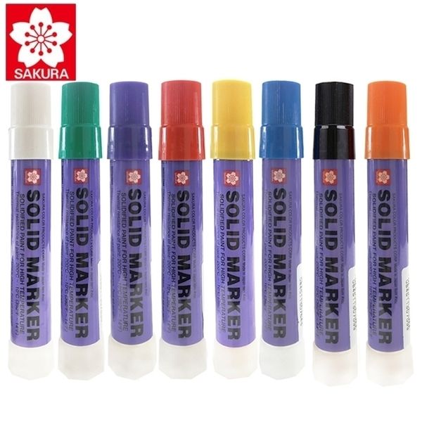 

8pcs japan sakura solid marker industrial pen xsc dry can write on steel plate water oil surface multifunction pen 201116