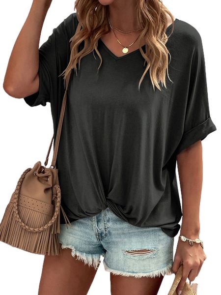 

v neck batwing sleeve tee x0hp#, White