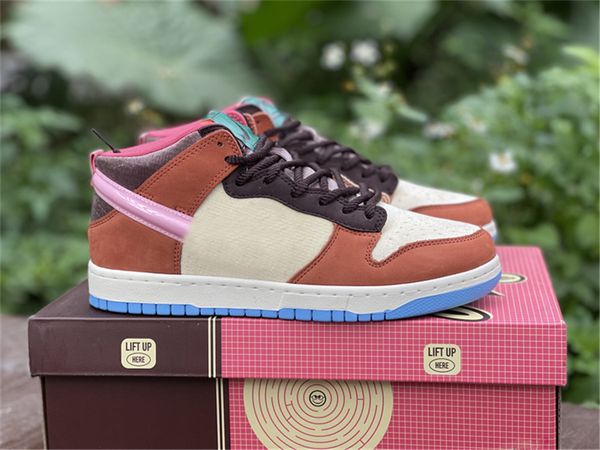 

brand shoes authentic social status x dunks mid chocolate milk mens womens outdoor canvas/mid soft pink-burnt brown sports sneakers