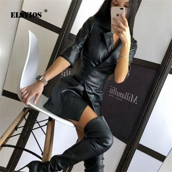 

lace mesh sleeve patchwork women dress autumn stand collar print zipper pocket pu leather elegant slim a line es 220611, Black;gray