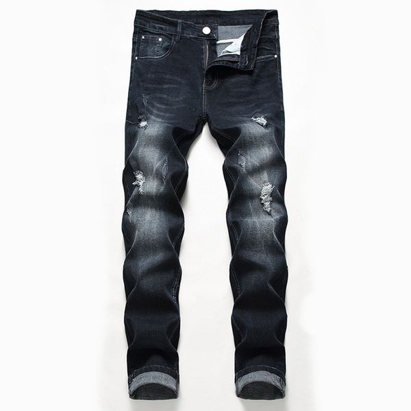 

jeans mens ripped black stretch trousers europe large size light color men jeans trend men's pants skinny jean, Blue