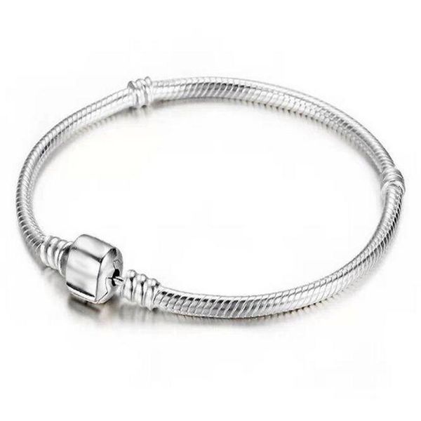 

factory whole 925 sterling silver plated bracelets 3mm snake chain fit pandora charm bead bangle bracelet jewelry gift318s, Golden;silver
