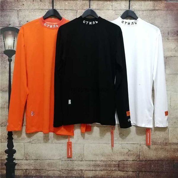 

preston shirts heron fashion brand high board classic half high collar bottom shirt long t autumn winter embroidery, White;black