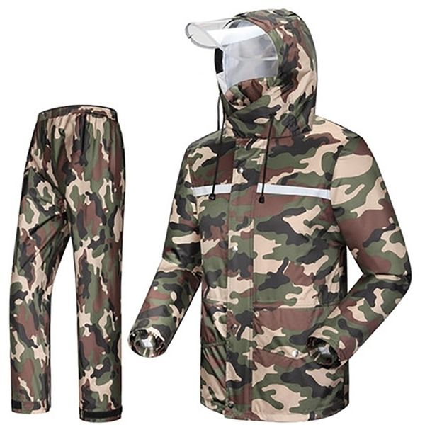 Camouflage Escursionismo Moto Impermeabile Mens Rain Jacket Outdoor Impermeabile Cappotto antipioggia Suit Casaco Masculino Regenjas R5C145 201202