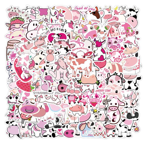 

100pcs cute cows stickers skate accessories waterproof vinyl cartoon graffiti sticker for skateboard lapluggage water bottle car decals kids