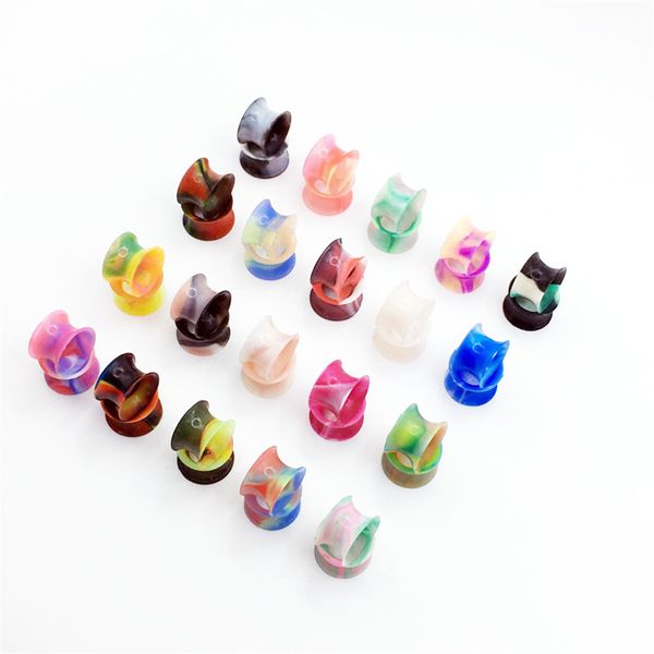 

ear care supply thin silicone ear plugs tunnels double flared flexible tunnel stretching plug gauge body piercing jewelry xb1