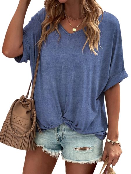 

v neck batwing sleeve tee m6kv#, White