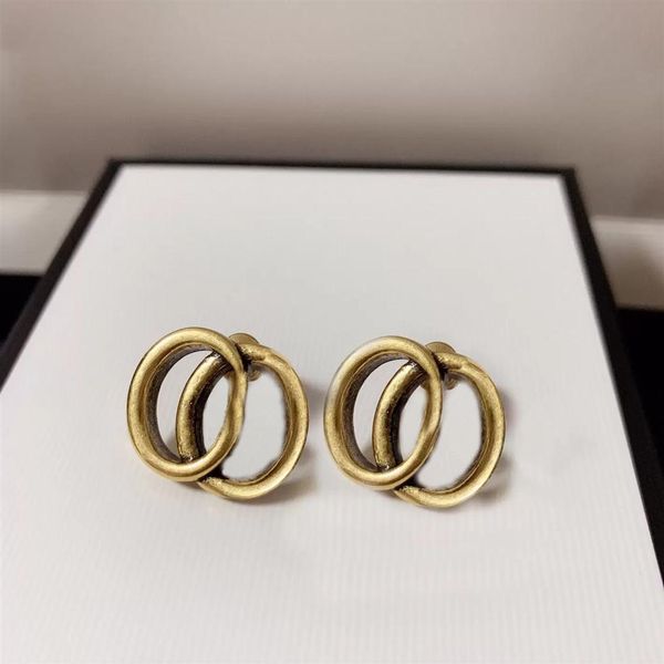 

2022 brand designer classic style double g letter stud earrings aretes ladies fashion simple jewelry2539, Golden;silver