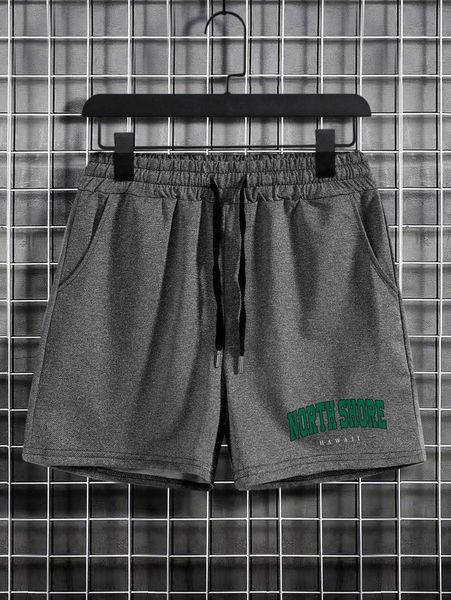 

men letter graphic drawstring waist shorts i8rw#, White;black
