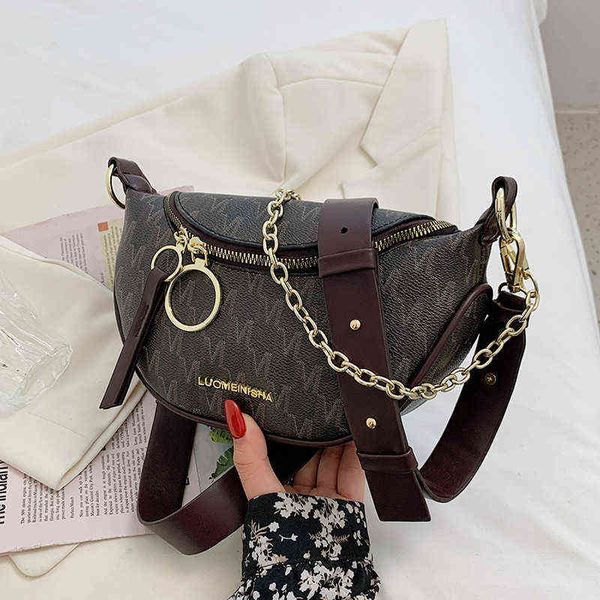 

hbp crossbody bag letter printed pu leather s for women luxury chain shoulder chest female waist packing lady fanny pack brand 220727