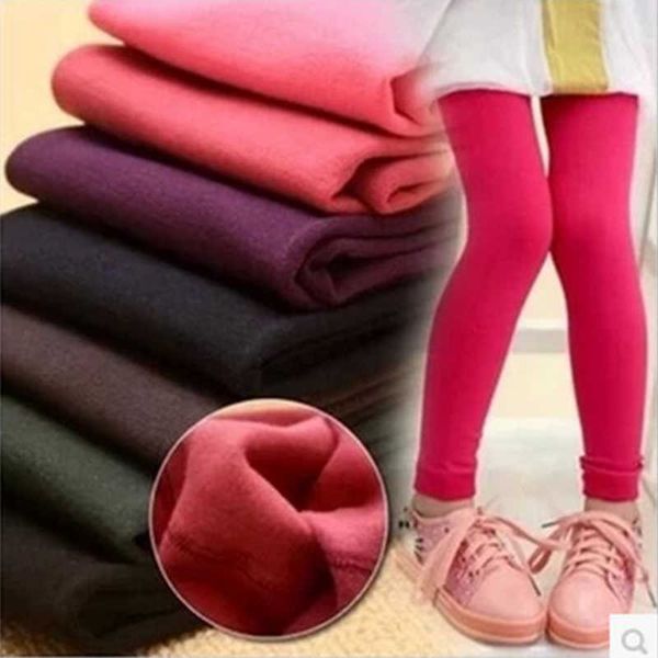 

autumn winter plus velvet to keep warm candy colors children girls leggings 3-9 year kids pants no-repeat 3pcs wholesale, Blue