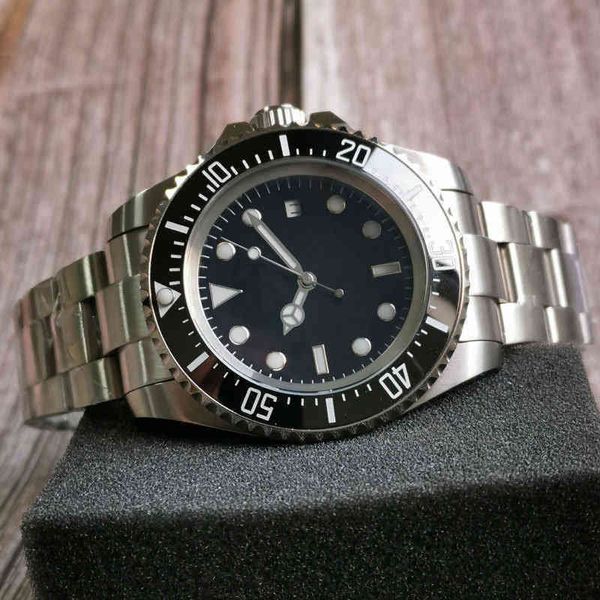 

sea black dial 44mm big mechanical men watch rotating bezel ceramic insert 24 jewels nh35a miyota 8215 oyster strap, Slivery;brown