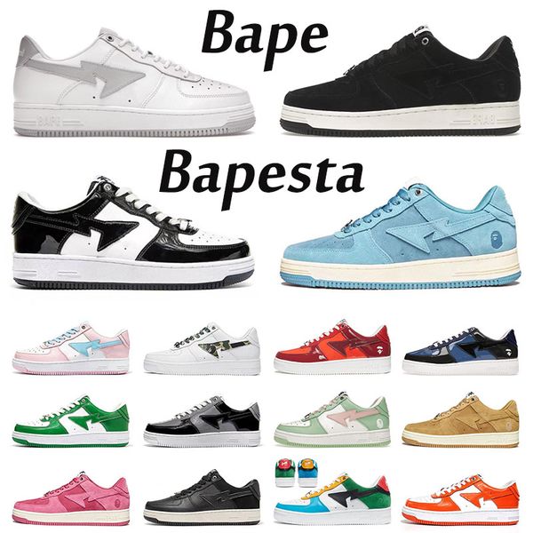 

bapestas baped sta mens womens running shoes designer tokyo color camo combo blue beige suede black white blue trainers sports sneakers size